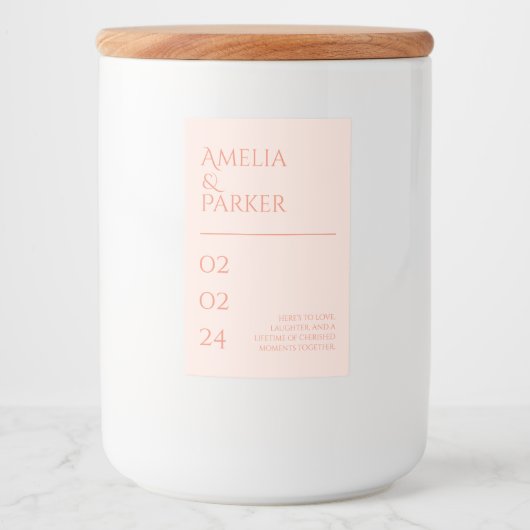 Minimalistisch Sinaasappel bruiloft kaars label Voedselcontainer Etiket (Voorkant)