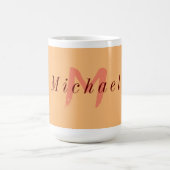 Minimalistisch Sinaasappel en donkerrood Initiaal Koffiemok (Center)