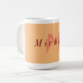 Minimalistisch Sinaasappel en donkerrood Initiaal Koffiemok (Voorkant links)