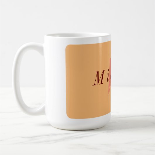 Minimalistisch Sinaasappel en donkerrood Initiaal Koffiemok (Links)