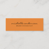 Minimalistisch Sinaasappel met cursieve tekst Mini Visitekaartje (Voorkant)