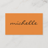 Minimalistisch Sinaasappel met cursieve tekst Visitekaartje (Voorkant)