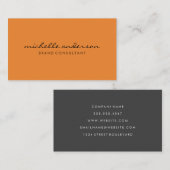 Minimalistisch Sinaasappel met cursieve tekst Visitekaartje (Voorkant / Achterkant)