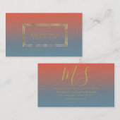 Minimalistisch Sinaasappel met dubbellaagse goudol Visitekaartje (Voorkant / Achterkant)