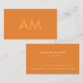 Minimalistisch Sinaasappel monogram Visitekaartje (Voorkant / Achterkant)