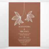 Minimalistisch Sinaasappel teracotta bruiloft door Drieluik Uitnodiging (Binnenkant midden)