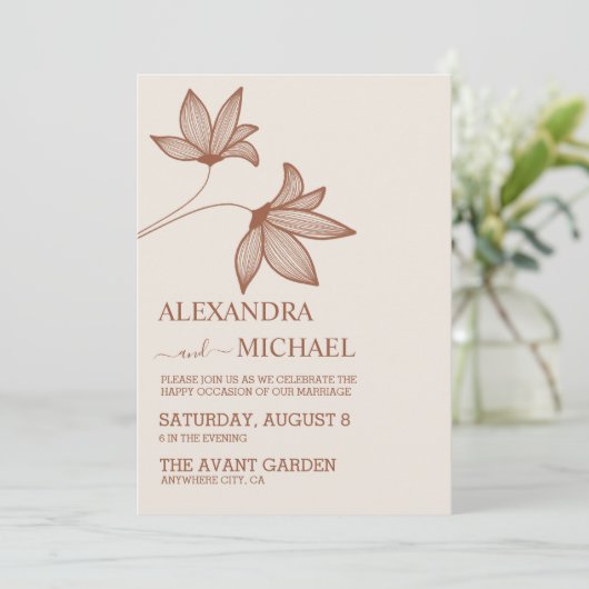 Minimalistisch Sinaasappel teracotta bruiloft door Kaart (Staand voorkant)