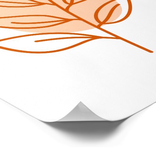 Minimalistisch Sinaasappel verlaat lijnkunst Poster (Hoek)