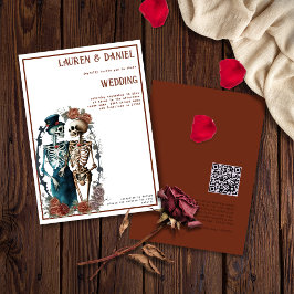 Minimalistisch skelet paar bruiloft uitnodiging