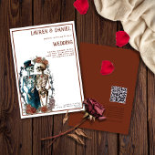 Minimalistisch skelet paar bruiloft uitnodiging