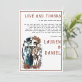 Minimalistisch skelet paar dank u kaart (Staand voorkant)