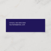 Minimalistisch slank donkerblauw mini visitekaartje (Achterkant)