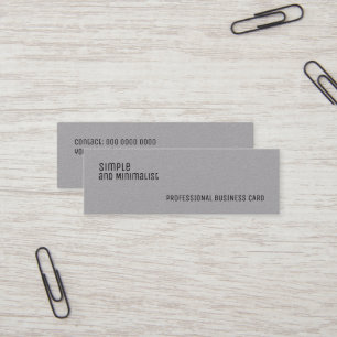 Minimalistisch slank, eenvoudig grijs papier mini visitekaartje