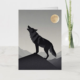 Minimalistisch Slank wolf silhouet huilen Folie Wenskaart