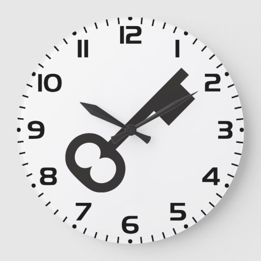 Minimalistisch  sleutelsilhouet grote klok (Voorkant)