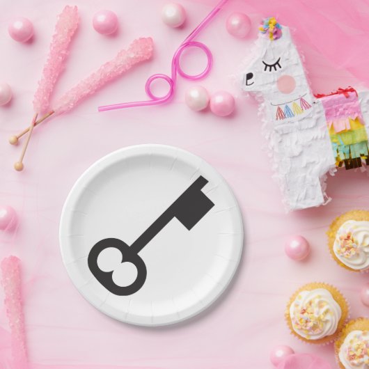 Minimalistisch  sleutelsilhouet papieren bordje (Feest)