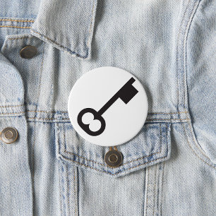 Minimalistisch sleutelsilhouet ronde button 7,6 cm