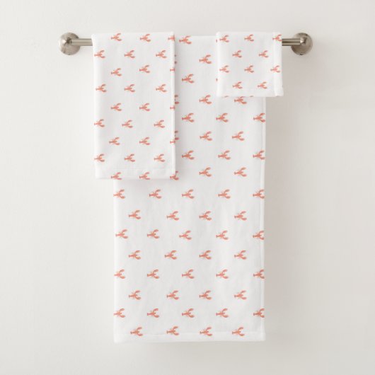 Minimalistisch Small Red Lobster Patroon Bad Handdoek (Insitu)