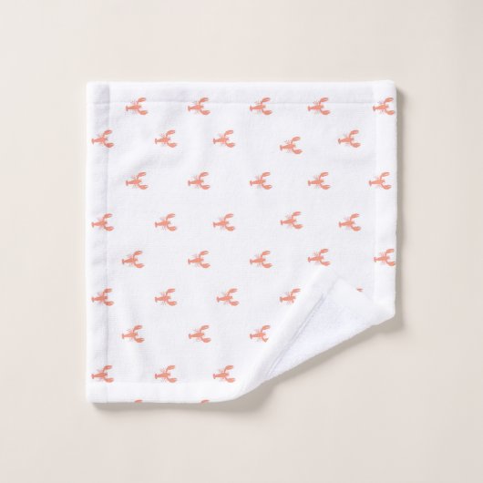 Minimalistisch Small Red Lobster Patroon Bad Handdoek (Wasdoekje)
