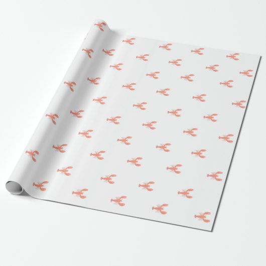 Minimalistisch Small Red Lobster Patroon Cadeaupapier (Uitgerold)