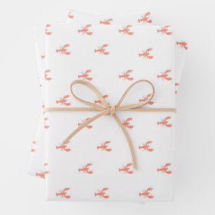 Minimalistisch Small Red Lobster Patroon Inpakpapier Vel