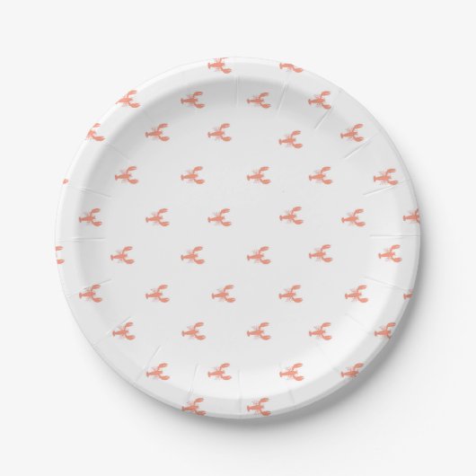 Minimalistisch Small Red Lobster Patroon Papieren Bordje (Voorkant)