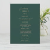 Minimalistisch smaragdgroen de nacht voor de bruil menu (Staand voorkant)