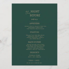 Minimalistisch smaragdgroen de nacht voor de bruil menu