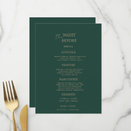 Minimalistisch smaragdgroen de nacht voor de bruil menu