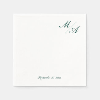Minimalistisch smaragdgroen monogram servet