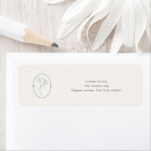Minimalistisch smaragdgroen monogram trouwadreslab etiket