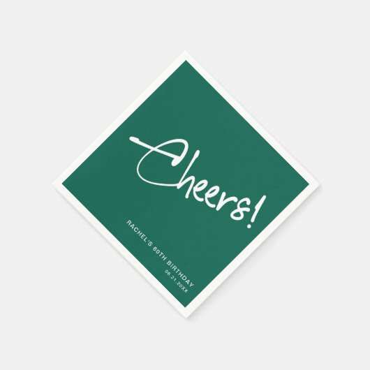 Minimalistisch smaragdgroen verjaardagsfeestpapier servet (Hoek)