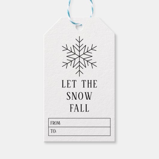 Minimalistisch Sneeuwvlok Zwart-wit Gift Label Cadeaulabel (Voorkant)