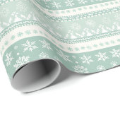 Minimalistisch sneeuwvlokpatroon op Mint Green Wra Cadeaupapier (Rol Hoek)