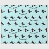 Minimalistisch Snowboarder patroon op ijsblauw voo Cadeaupapier (Vlak)
