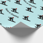 Minimalistisch Snowboarder patroon op ijsblauw voo Cadeaupapier (Hoek)