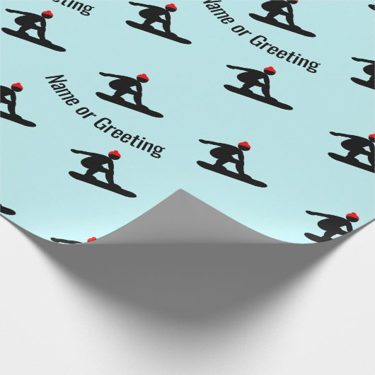 Minimalistisch Snowboarder patroon op ijsblauw voo Cadeaupapier (Hoek)