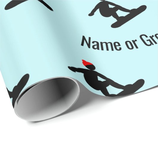 Minimalistisch Snowboarder patroon op ijsblauw voo Cadeaupapier (Rol Hoek)