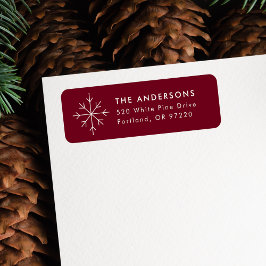 Minimalistisch Snowflake Cranberry Return Address Etiket