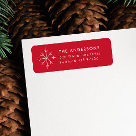 Minimalistisch Snowflake Red Holiday Return-adres Etiket