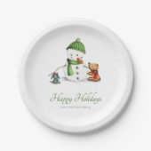Minimalistisch Snowman-Beer en kerstmanfamilie Papieren Bordje (Voorkant)