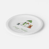 Minimalistisch Snowman-Beer en kerstmanfamilie Papieren Bordje (Gekanteld)