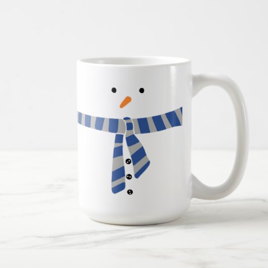 Minimalistisch Snowman Blue Grey Scarf Winter Koffiemok (Rechts)