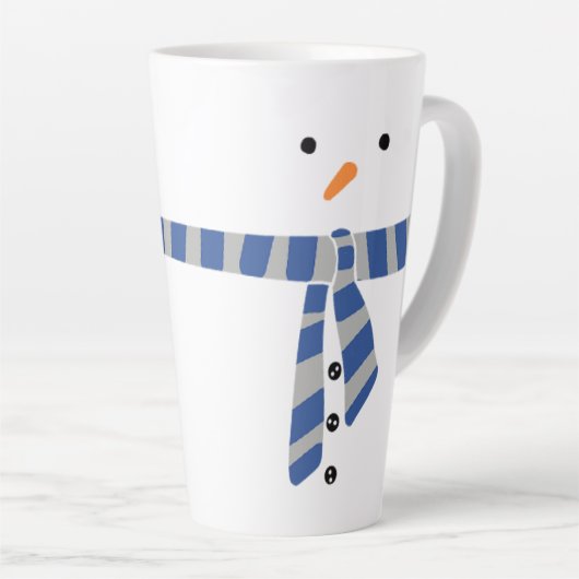 Minimalistisch Snowman Blue Grey Scarf Winter Latte Mok (Rechterhoek)