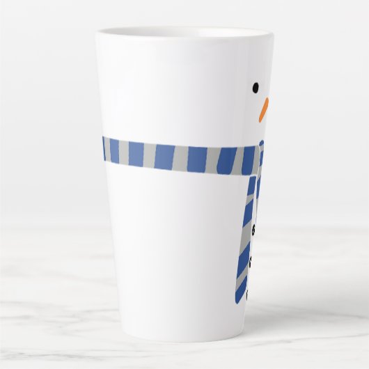 Minimalistisch Snowman Blue Grey Scarf Winter Latte Mok (Voorkant)