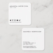 Minimalistisch sociaal-mediaplein vierkante visitekaartje (Voorkant / Achterkant)