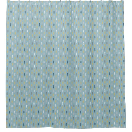 Minimalistisch Soft Blue Off-White Gold Pattern Douchegordijn (Voorkant)