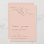 Minimalistisch Soft Pink Boho Botanical Line Weddi Kaart (Voorkant / Achterkant)