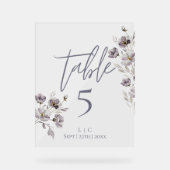 Minimalistisch somber grijs waterverf tafelnummer acryl bord (Voorkant)