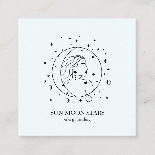 Minimalistisch Sonne Mond Sterne  Visitenkarte Vierkante Visitekaartje (Voorkant)
